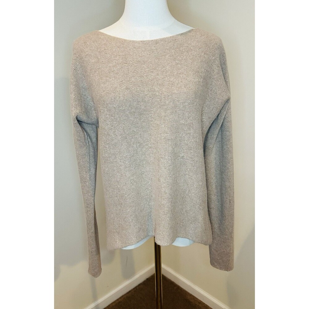 Bianco & Blu Made in Italy Cashmere Wool Blend Sweater Women’s L Neutral Minimal